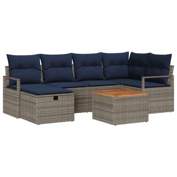 Gartensofa-set 7 stk. Grau Poly-Rattan