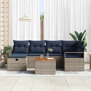 Gartensofa-set 7 stk. Grau Poly-Rattan