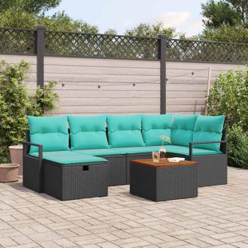 ARDEBO.de - Gartensofa-set 7 stk. Schwarz Poly-Rattan
