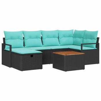 Gartensofa-set 7 stk. Schwarz Poly-Rattan