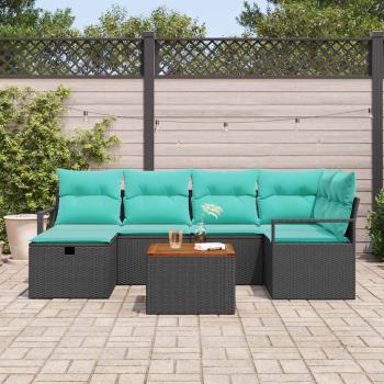 Gartensofa-set 7 stk. Schwarz Poly-Rattan