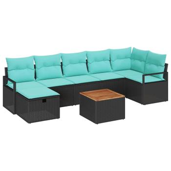 Gartensofa-set 8 stk. Schwarz Poly-Rattan