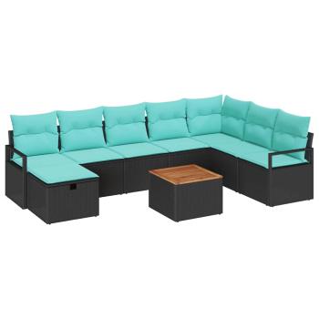 Gartensofa-set 9 stk. Schwarz Poly-Rattan