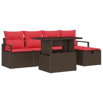 Gartensofa-set 6 stk. Braun Poly-Rattan
