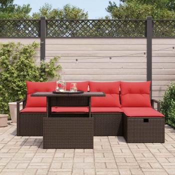 Gartensofa-set 6 stk. Braun Poly-Rattan