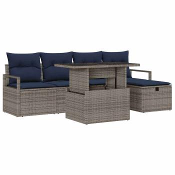 Gartensofa-set 6 Stk. Grau Poly-Rattan