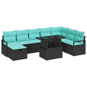 Gartensofa-set 9 stk. Poly-Rattan