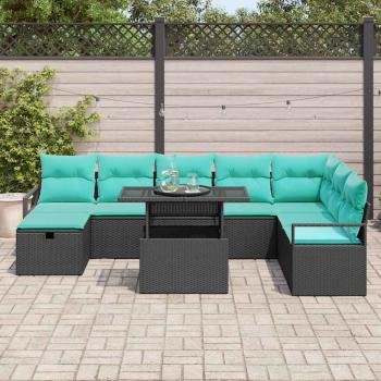 Gartensofa-set 9 stk. Poly-Rattan