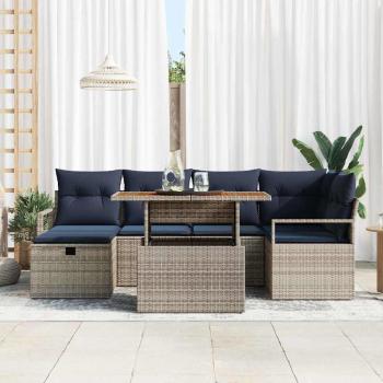 Gartensofa-set 7 Stk. Grau Poly-Rattan