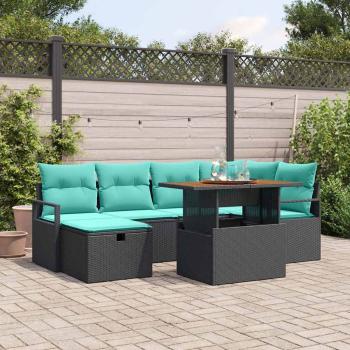 ARDEBO.de - Gartensofa-set 7 stk. Schwarz Poly-Rattan