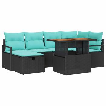 Gartensofa-set 7 stk. Schwarz Poly-Rattan