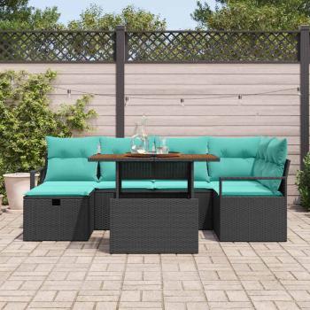 Gartensofa-set 7 stk. Schwarz Poly-Rattan