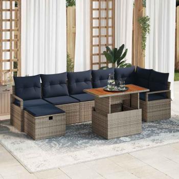 ARDEBO.de - Gartensofa-set 8 Stk. Grau Poly-Rattan