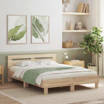 ARDEBO.de - Bettrahmen mit Kopfteil Sonoma 152 x 203 cm Holzwerkstoff
