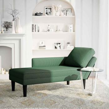 Chaiselongue mit Kissen Dunkelgrün Cordstoff