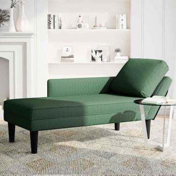 Chaiselongue mit Kissen Dunkelgrün Cordstoff