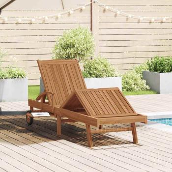 ARDEBO.de - Sonnenliege mit Kissen Braun 195 x 59 x 78,5 cm Massivholz Teak