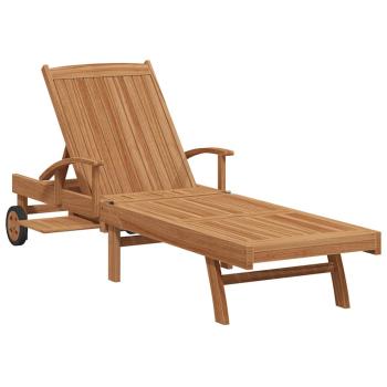 Sonnenliege mit Kissen Braun 195 x 59 x 78,5 cm Massivholz Teak
