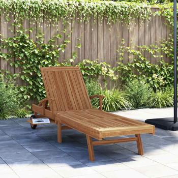 Sonnenliege mit Kissen Braun 195 x 59 x 78,5 cm Massivholz Teak