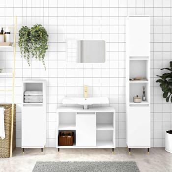 ARDEBO.de - Badschrank Weiß 30x30x100 cm Holzwerkstoff