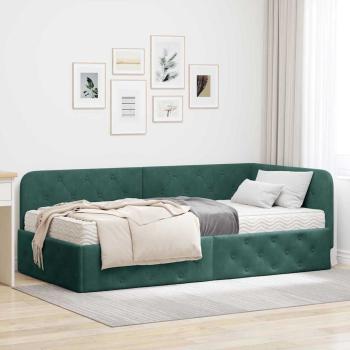 ARDEBO.de - Eckbettgestell Dunkelgrün 90 x 190 cm Samt
