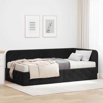 ARDEBO.de - Eckbettgestell Schwarz 90 x 190 cm Samt