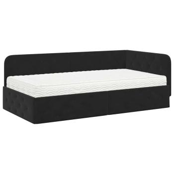 Eckbettgestell Schwarz 90 x 190 cm Samt