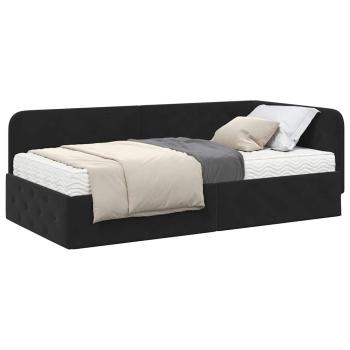 Eckbettgestell Schwarz 90 x 190 cm Samt