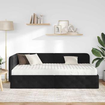 Eckbettgestell Schwarz 90 x 190 cm Samt