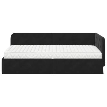 Eckbettgestell Schwarz 90 x 190 cm Samt