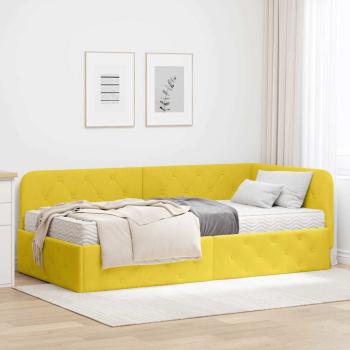 ARDEBO.de - Eckbettgestell Gelb 90 x 190 cm Samt