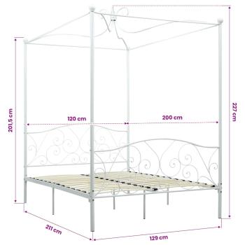 Himmelbett-Gestell Weiß Metall 120 x 200 cm