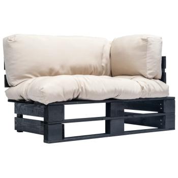 ARDEBO.de - Outdoor-Sofa Paletten mit Kissen in Sandfarben Kiefernholz