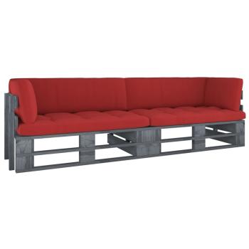 ARDEBO.de - 2-Sitzer-Palettensofa mit Kissen Grau Imprägniertes Kiefernholz