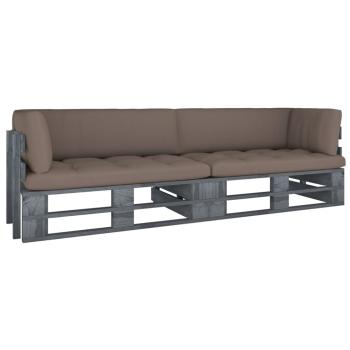 ARDEBO.de - 2-Sitzer-Palettensofa mit Kissen Grau Imprägniertes Kiefernholz