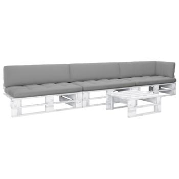 ARDEBO.de - 4-tlg. Paletten-Lounge-Set Weiß Imprägniertes Kiefernholz