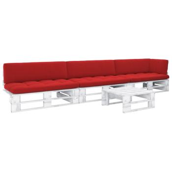 ARDEBO.de - 4-tlg. Paletten-Lounge-Set Weiß Imprägniertes Kiefernholz