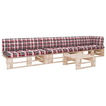 ARDEBO.de - 4-tlg. Paletten-Lounge-Set mit Kissen Imprägniertes Kiefernholz