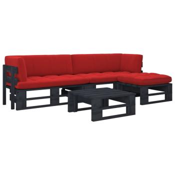 ARDEBO.de - 4-tlg. Paletten-Lounge-Set Schwarz Imprägniertes Kiefernholz