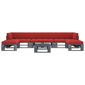 ARDEBO.de - 6-tlg. Paletten-Lounge-Set Grau Imprägniertes Kiefernholz