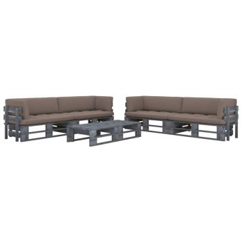 ARDEBO.de - 6-tlg. Paletten-Lounge-Set Grau Imprägniertes Kiefernholz