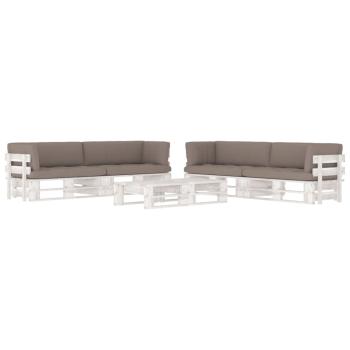 ARDEBO.de - 6-tlg. Paletten-Lounge-Set Weiß Imprägniertes Kiefernholz