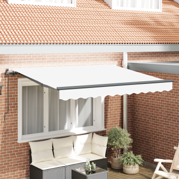 Einziehbare Markise Weiß 350 x 200 cm Stoff
