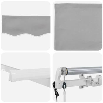 Einziehbare Markise Hellgrau 350 x 200 cm Stoff