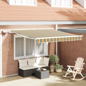 Einziehbare Markise Grün und Gelb 300 x 250 cm Stoff und Stahl