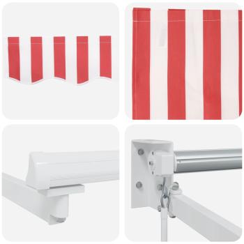 Markise Rot und Weiß 450 x 300 x 165 cm Polyester und Metall
