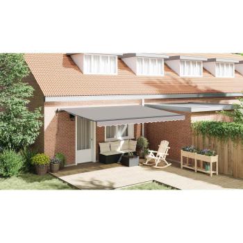 Einziehbare Markise Hellgrau 450 x 350 cm Stoff und Aluminium