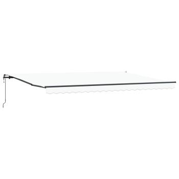 Einziehbare Markise Weiß 500 x 350 cm Stoff und Aluminium
