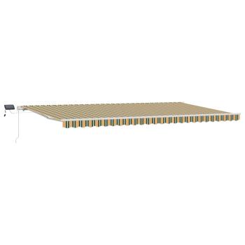 Einziehbare Markise Grün und Gelb 600 x 300 cm Stoff und Stahl