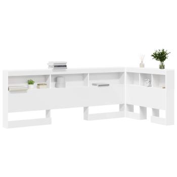Aufbewahrungskopfteil mit Regal Weiß 90 cm Holzwerkstoff